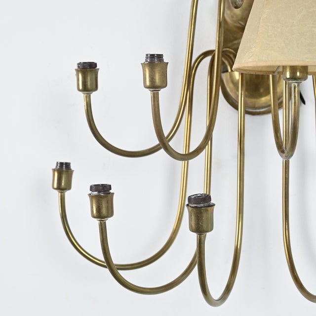 Brass 9-Arm Wall Light, France, 1950s For Sale - Image 13 of 17