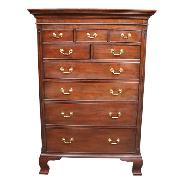 Henkel-Harris New Market Collection Mahogany Chippendale High Chest For Sale