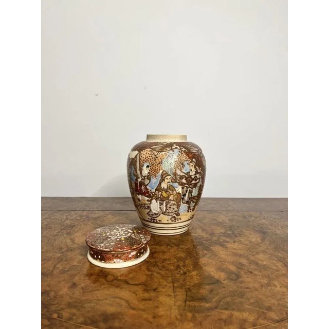 Antique Japanese Satsuma Ginger Jar and Cover, 1910 For Sale - Image 3 of 7