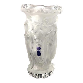 Nude Figures Frosted Glass Art Deco Vase by Ehaiama Zelezny Brod of Bohemia For Sale