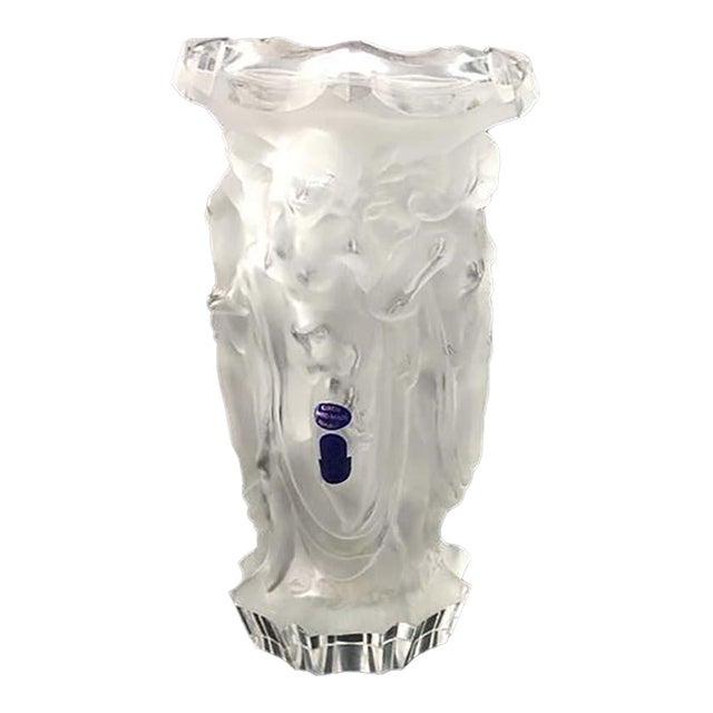 Nude Figures Frosted Glass Art Deco Vase by Ehaiama Zelezny Brod of Bohemia For Sale