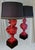 1990s Custom Finished Red, Gold Leaf Greek Goddess Black Shade Greek Key Trim Tall Table Lamps Tony Duquette Style - a Pair For Sale - Image 9 of 15