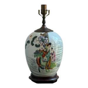 Antique Chinoiserie Porcelain Ginger Jar Table Lamp