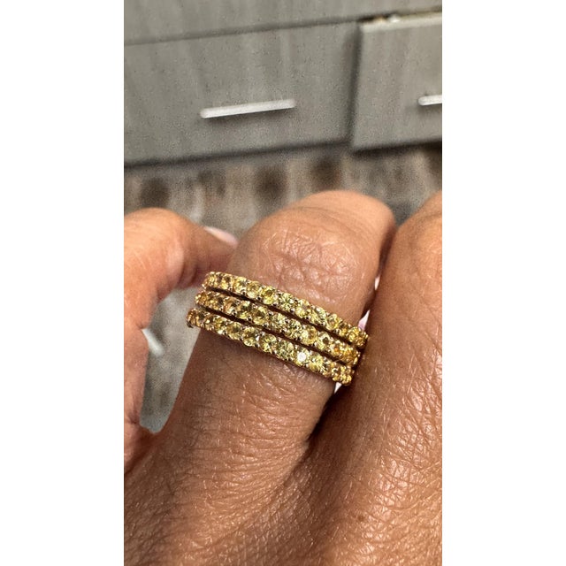 Yellow Yellow Sapphire Band 14 Karat Rose Gold by Roshe Jewels, 2.46 Carats, Size 7 For Sale - Image 8 of 9