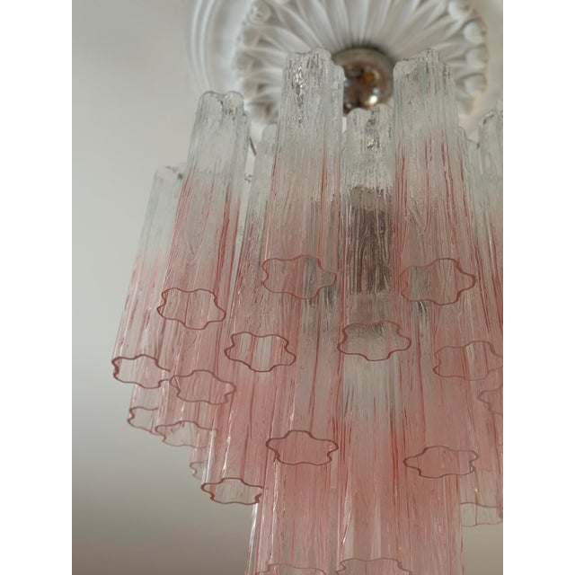 Pink Ombre Murano Chandelier Tronchi For Sale - Image 7 of 9