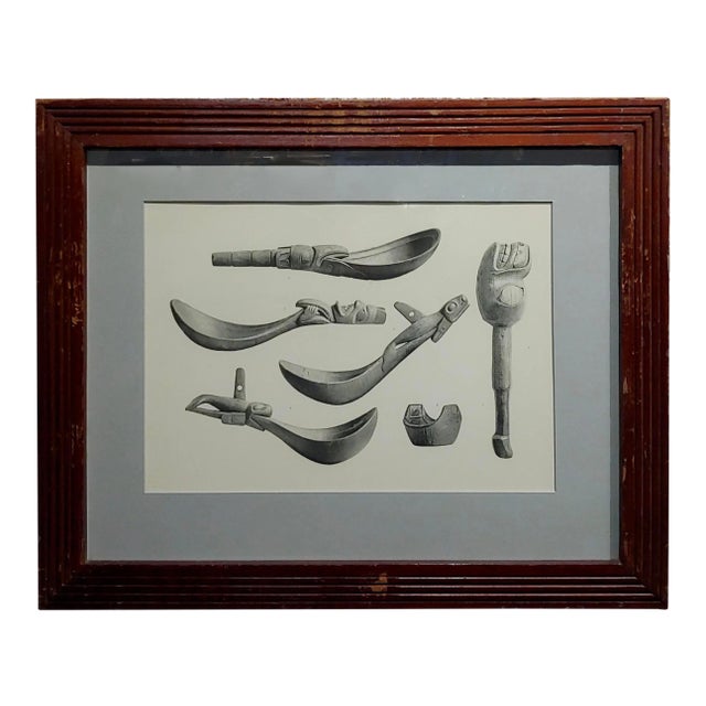 19th Century Engraving of Inuit Antique Carved Tools For Sale