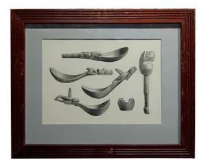 19th Century Engraving of Inuit Antique Carved Tools