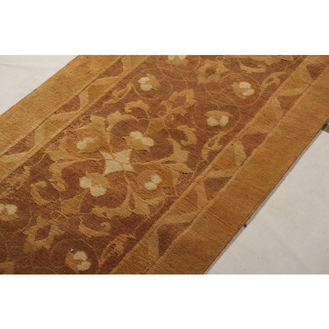 Antique Hand-Knotted Agra Runner Rug Beige Brown All-Over Floral Design For Sale - Image 4 of 6