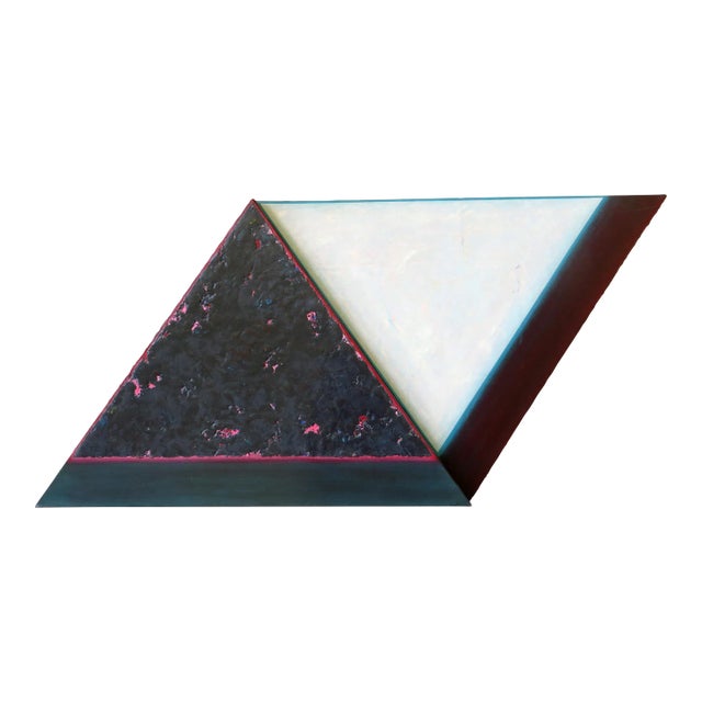 1980s Tom Bolles Abstract Mixed Media Painting, "Triangles #3 & #4 Attempting to Mate" For Sale