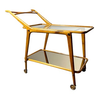 Mid Century Modern Italian Cesare Lacca / Cassina Style Bar Cart For Sale