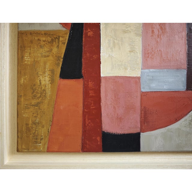 Paint Construction Intime, Contemporary Abstract Geometric Oil Painting Framed by Sophie Dumont For Sale - Image 7 of 10
