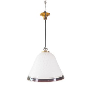 Murano Cased Glass Pendant Lamp with Ruby Trim, Italy, 1960s For Sale