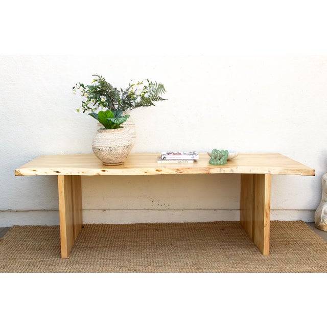 Contemporary Sun-Bleached 96" Long Live Edge Table For Sale - Image 3 of 15