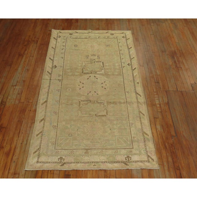 Pastel Antique Khotan Rug with Camel Background For Sale - Image 17 of 18