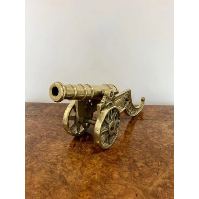 Large Edwardian Brass Cannon, 1900s For Sale - Image 4 of 6
