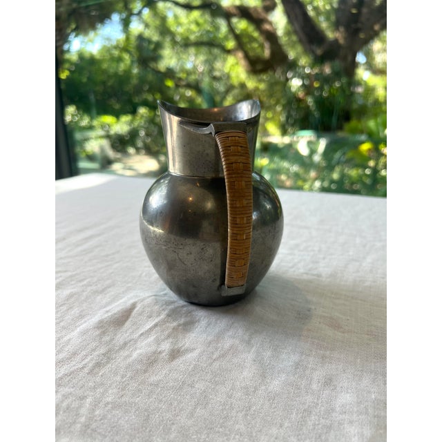 Just Andersen Just Andersen Model 2197 Pewter Pitcher With Woven Handle For Sale - Image 4 of 7