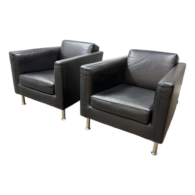 Rodolfo Dordoni for Minotti Copenhagen Leather Armchairs, Pair For Sale