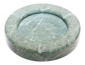 Vintage Round Post Modern Green Marble Ashtray 1970 Made in Italy