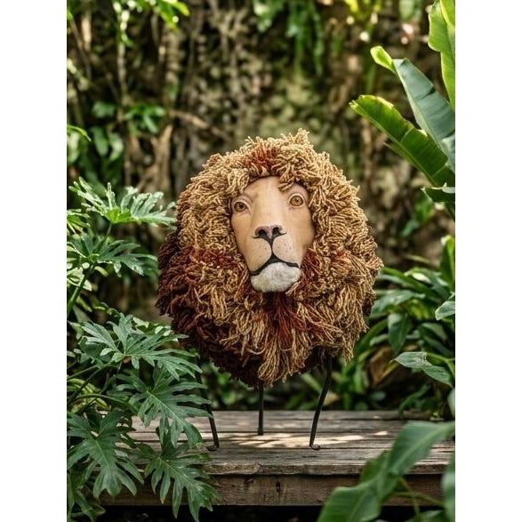 Incredible handcrafted faux taxidermy wall-mounted lion head is famously recognized as a prop from the cult classic film...