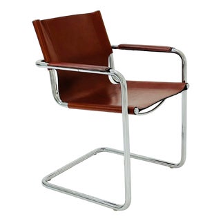 Bauhaus Visitor Chair in Congac Leather by Marcel Breuer, 1980s For Sale