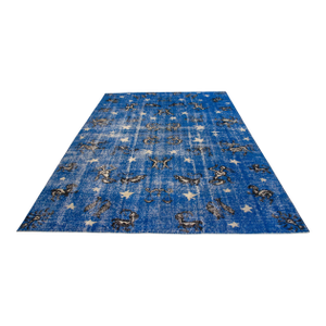 1980s Vintage Hand-Knotted Zodiac Rug - 6'8" × 9'9"