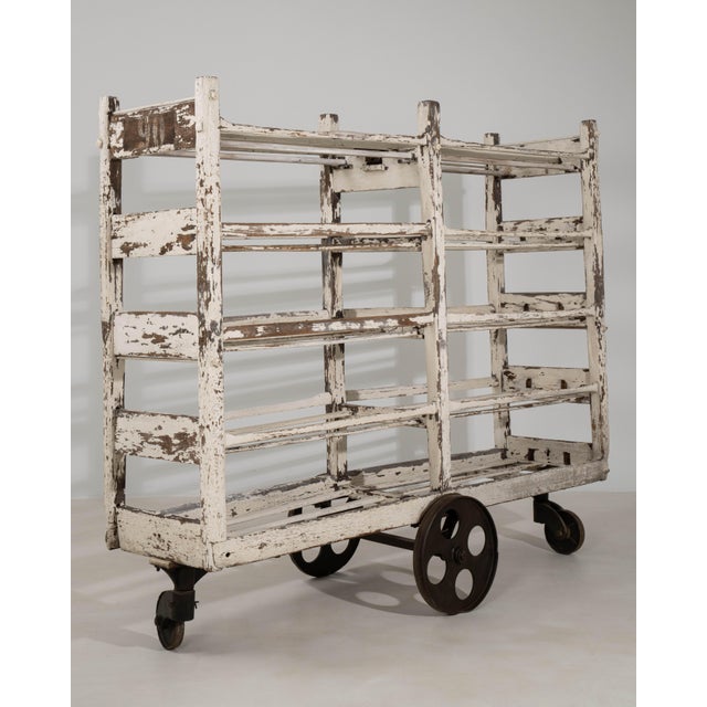 Early 20th Century White Patinated Bakery Rack on Wheels, Antique, France, Early 20th Century For Sale - Image 5 of 10