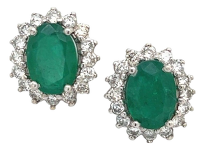 Natural Emerald Diamond Earrings 14k Gold 2.87 TCW Certified