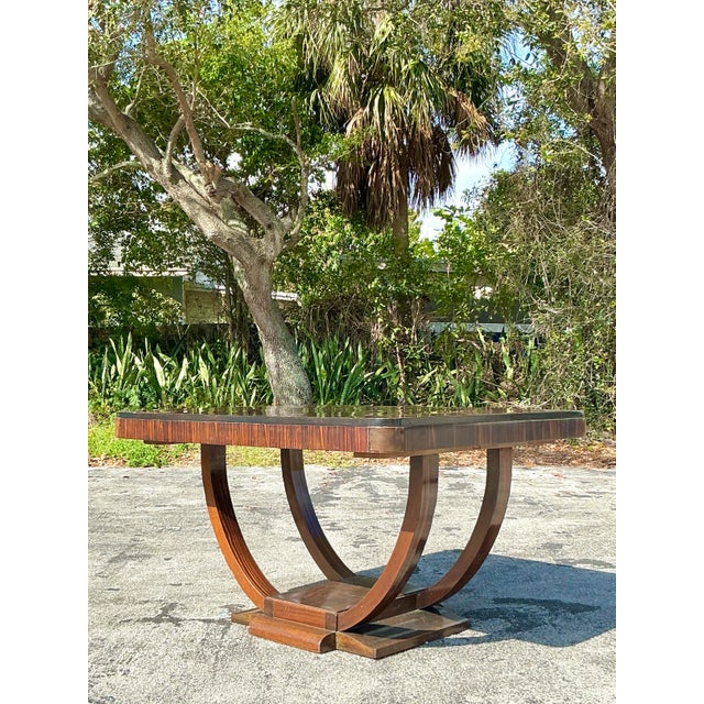 Art Deco Vintage Deco Zebrawood Center Hall Table For Sale - Image 3 of 11
