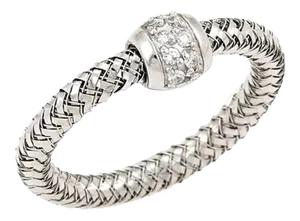 Late 20th Century 20308 - Roberto Coin Primavera Diamond 18k White Gold Woven Band Ring Size 6.25