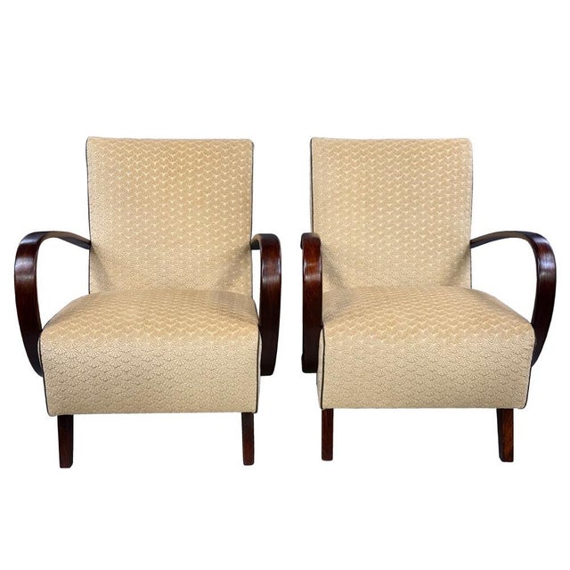 Mid-Century Modern Art Deco Armchairs from Interier Praha, 1950s, Set of 2 For Sale - Image 3 of 9