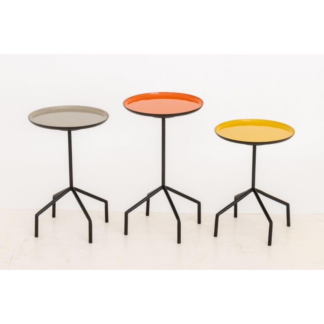 Early 21st Century Set of Three Herman Miller Style Enameled Steel Graduated Side Tables For Sale - Image 5 of 12
