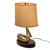 Wood Vintage 1970s Brass Whale Table Lamp W/ Walnut Wood Base & Grasscloth Shade For Sale - Image 7 of 18