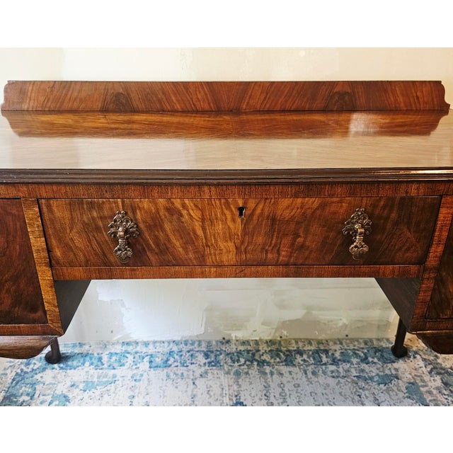 Classic Early 20th Century Queen Anne Style Writing Desk in Walnut Burlwood Veneer For Sale - Image 9 of 11