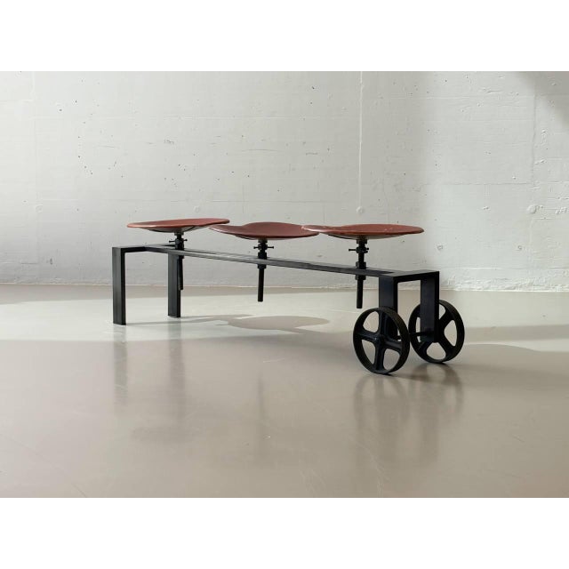 Industrial Bench with Adjustable Leather Seats by Kare Design, 2000s For Sale - Image 14 of 16