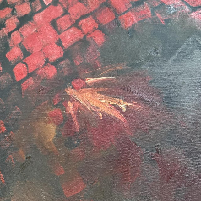 1960s Art Modernist Original Abstract Oil Painting Red For Sale - Image 4 of 8