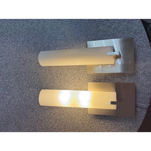 George Kovacs Opal Glass Tube Shade Wall Scones, Pair For Sale - Image 11 of 11