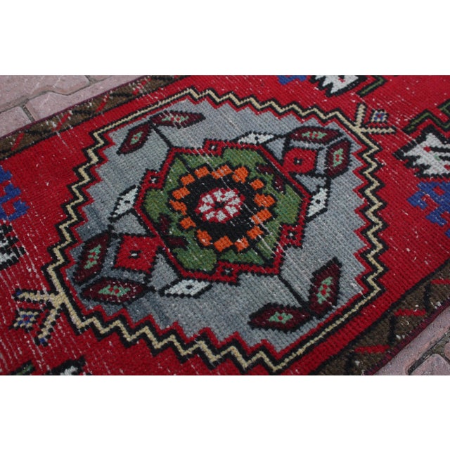 1960s Turkish Vintage Hand Knotted Doormat Rug For Sale - Image 9 of 13