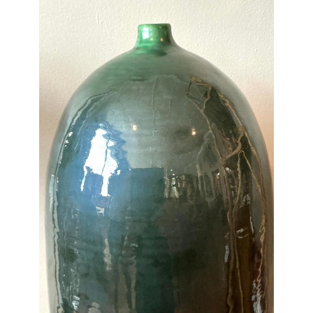 Late 20th Century Vintage Boho Monumental Glazed Ceramic Vase For Sale - Image 5 of 9