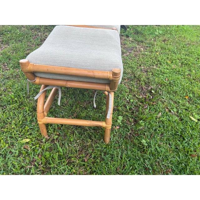 Contemporary 1 Vintage Rattan Ottoman With Zippered Cushions For Sale - Image 3 of 10
