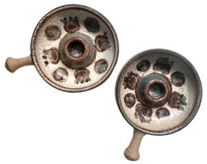 Pan-Shaded Studio Ceramic Art Candleholder by Noomi Backhausen for Søholm Stentøj, Denmark, 1970s, Set of 2