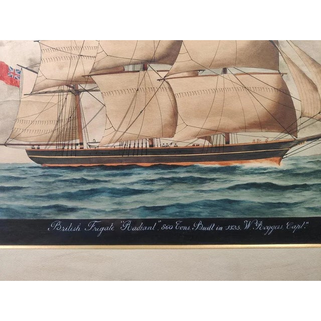 Ships, Watercolors, 1900, Framed, Set of 2 For Sale - Image 7 of 12