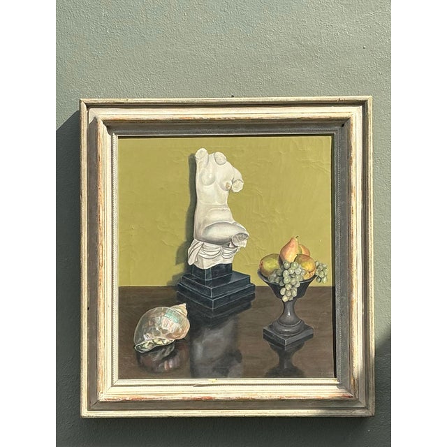 Vintage 1957 Original Still Life on Canvas For Sale - Image 10 of 12