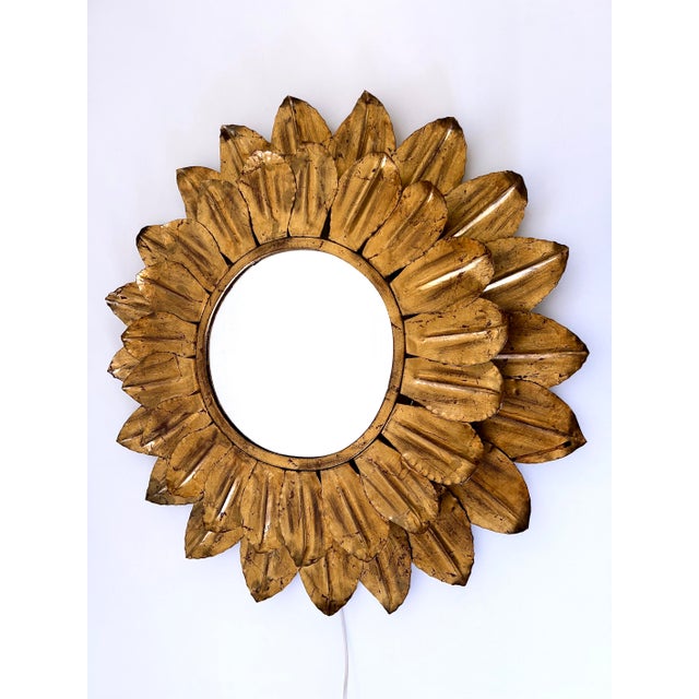 Large Mid-Century Modern Sunflower Backlit Wall Mirror, Germany, 1960s For Sale - Image 4 of 18