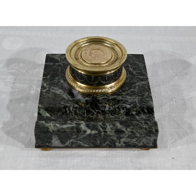 Inkwell with the Virgin in Bronze and Marble, Late 19th Century For Sale - Image 16 of 16