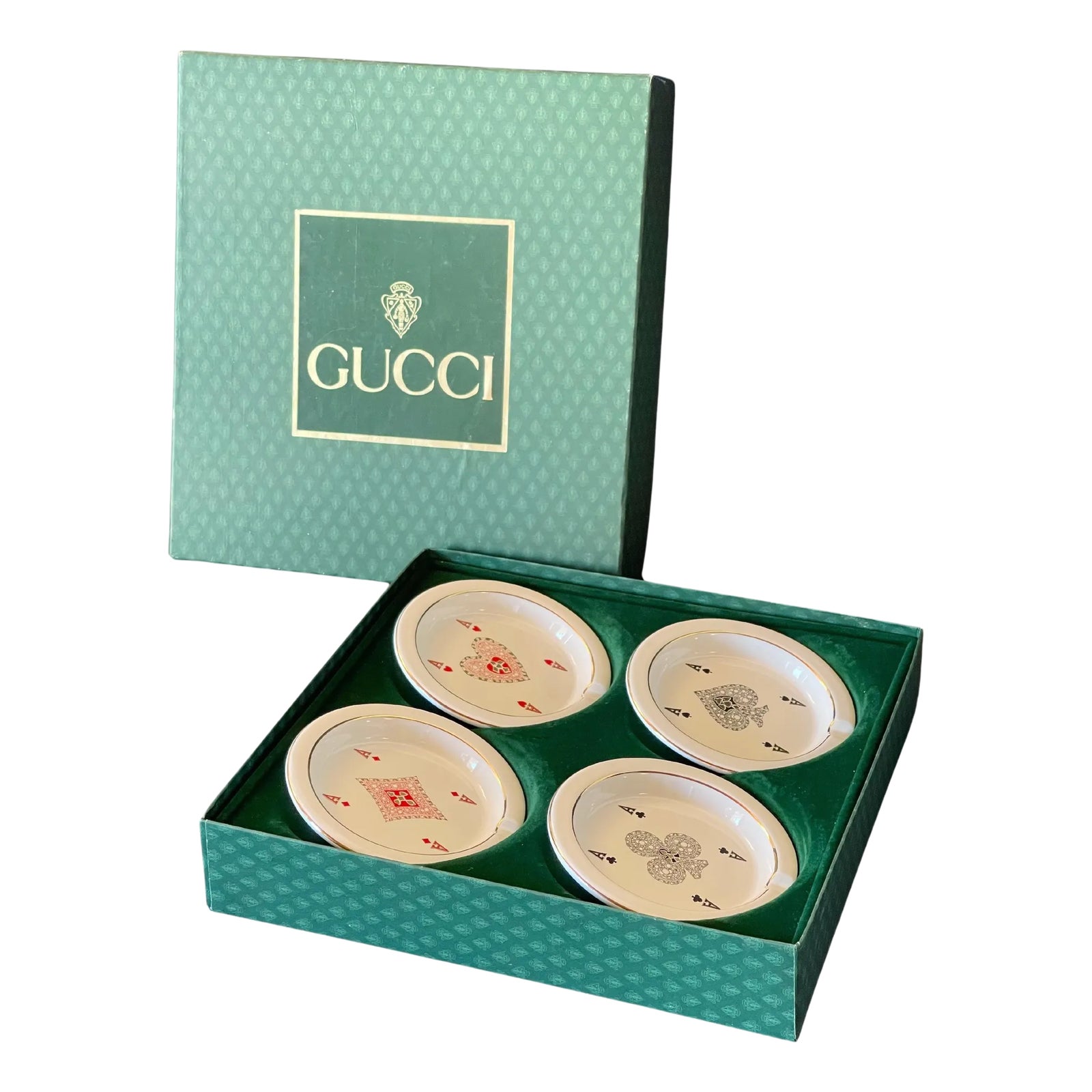 GUCCI Vintage Set of 4 Card Ashtrays | Chairish