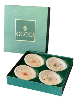 GUCCI Vintage Set of 4 Card Ashtrays