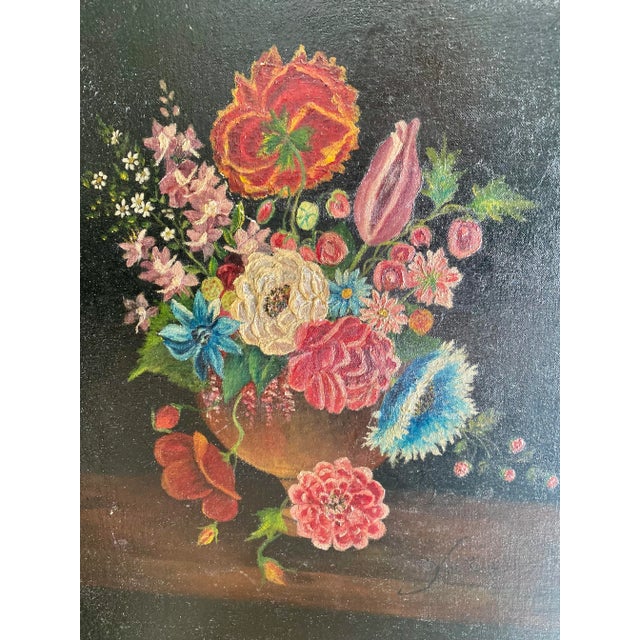 Early 20th Century Antique Still Life Flower Painting Signed For Sale - Image 5 of 9