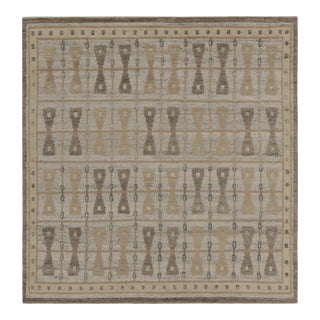 Rug & Kilim’s Scandinavian Style Rug in Beige-Brown & Grey Geometric Patterns For Sale