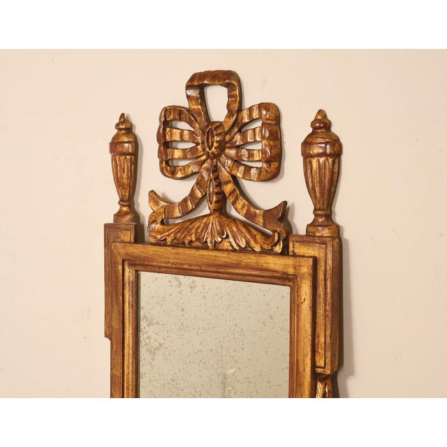 Gold Italian Giltwood Narrow Vintage Wall Mirror Mirror For Sale - Image 8 of 18