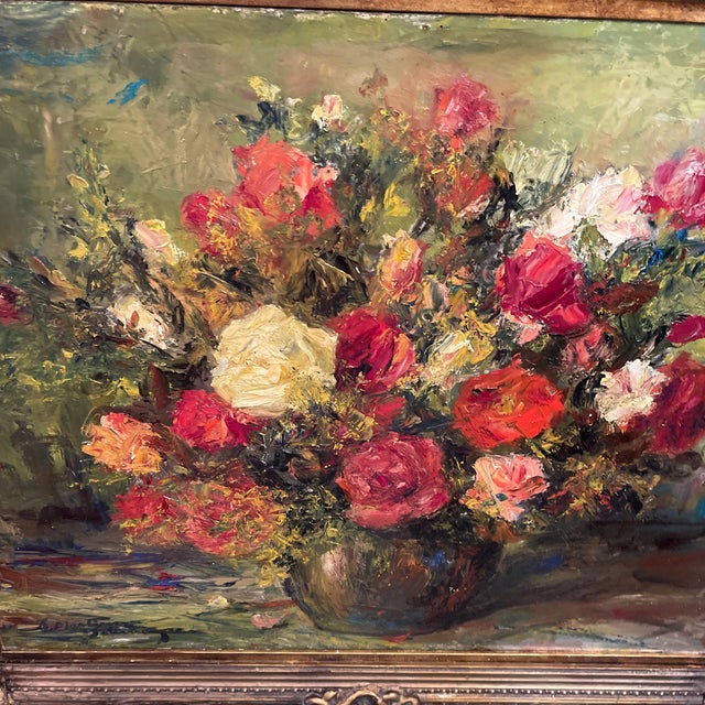 1930s Antique French Oil on Cardboard Painting, Signed, Framed For Sale In Miami - Image 6 of 11